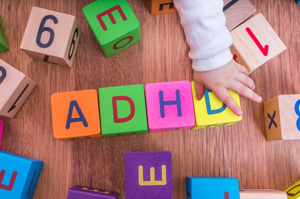Alphabet letters spelling ADHD